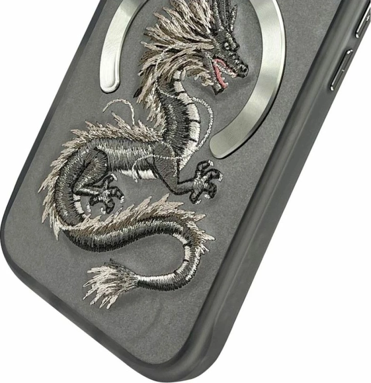 Koverte MagSafe Nimmy Dragon për iPhone 16 Pro Max, gri