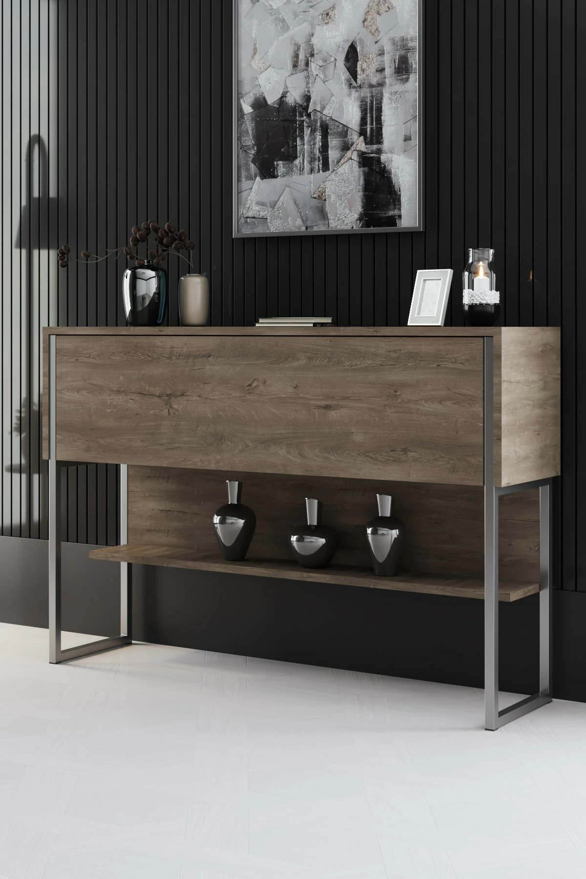 Komodë Hanah Home, Luxe, argjend dhe arre