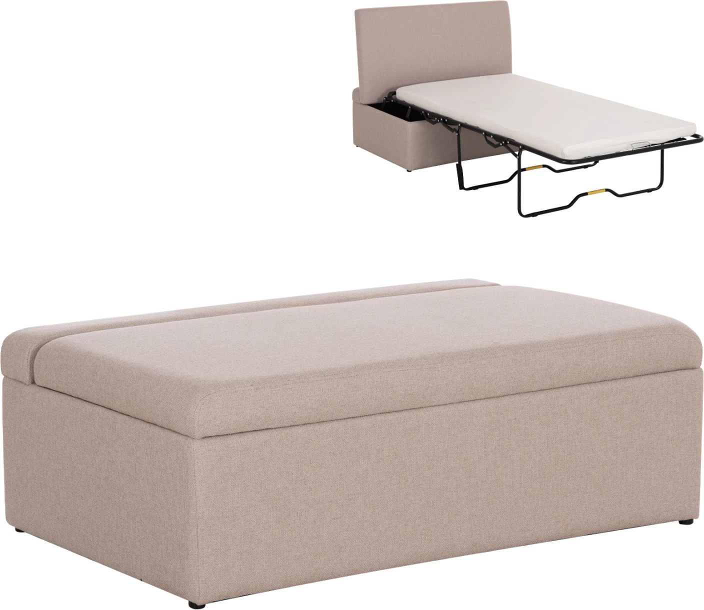 Stool me shtrat palosës dhe dyshek INGE FH3343.02, material bezhë, 166x75x40cm