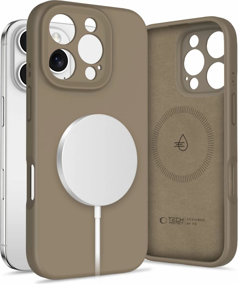 Mbështjellës Tech-Protect Liquid Silicone MagSafe për iPhone 16 Pro Max, Kafe