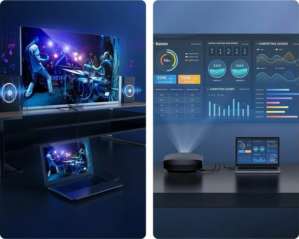 Kabllo HDMI Baseus BSU1578BLK 5 m 4K@30Hz HDR 18Gbps, e zezë
