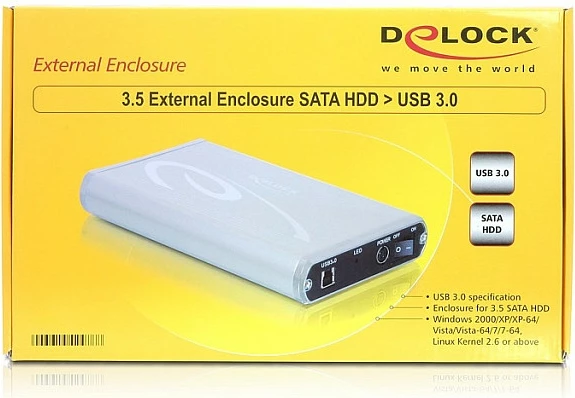Kuti ekstern për HDD DeLOCK 42478, 3.5" SATA, USB 3.0, alumin, gri