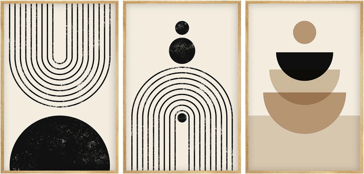 Set pikturash dekorative me kornizë, MDF, 3 copë, Wallity, Huhu262, 30x40cm