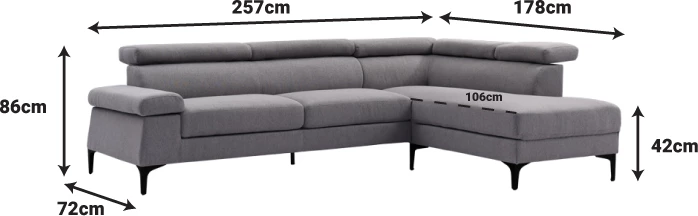 Kënd divani i majtë Gracious, ngjyrë bezhë, 257x178x86cm