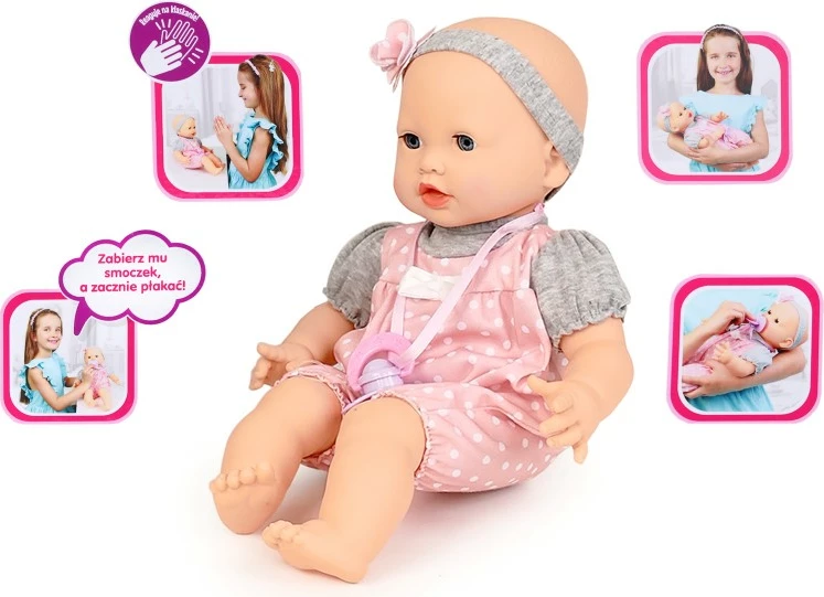 Kukull bebe interaktive Natalia 187711 41 cm me tinguj dhe biberon