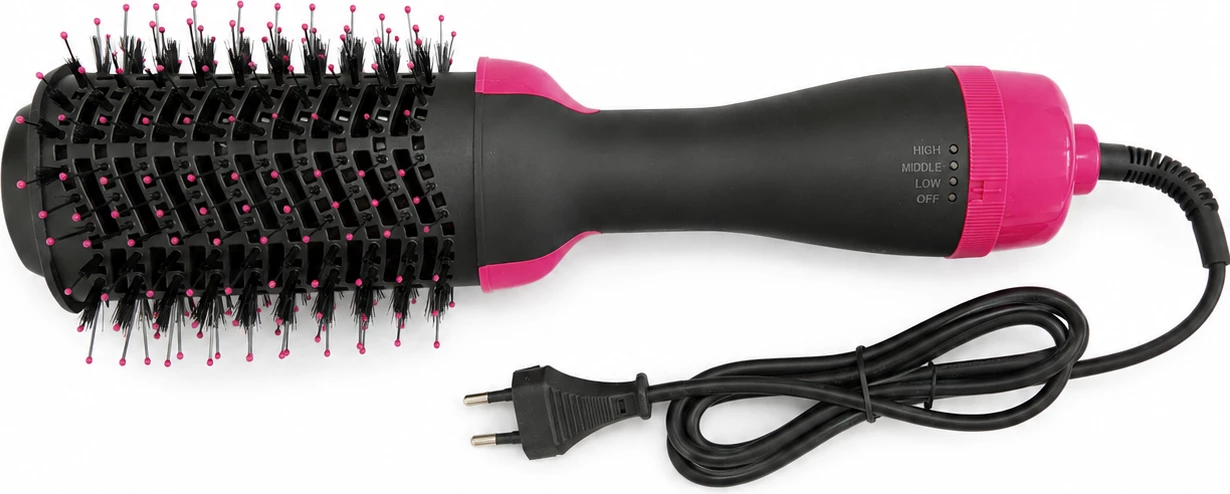 Furçë tharëse dhe stilizuese One Step Hot Air Brush, 1200W, e zezë/rozë