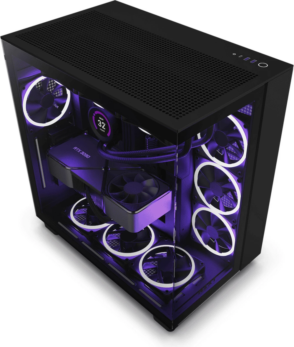 Kasë NZXT H9 Flow CM-H91FB-01 mid-tower ATX, xham i temperuar, rrjedhje e lartë ajri, e zezë