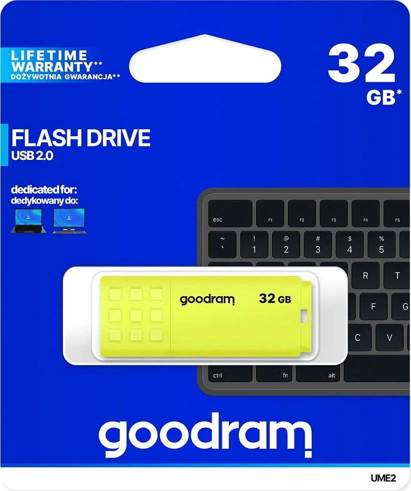 Pendrive GoodRam UME2 32 GB USB 2.0, e verdhë