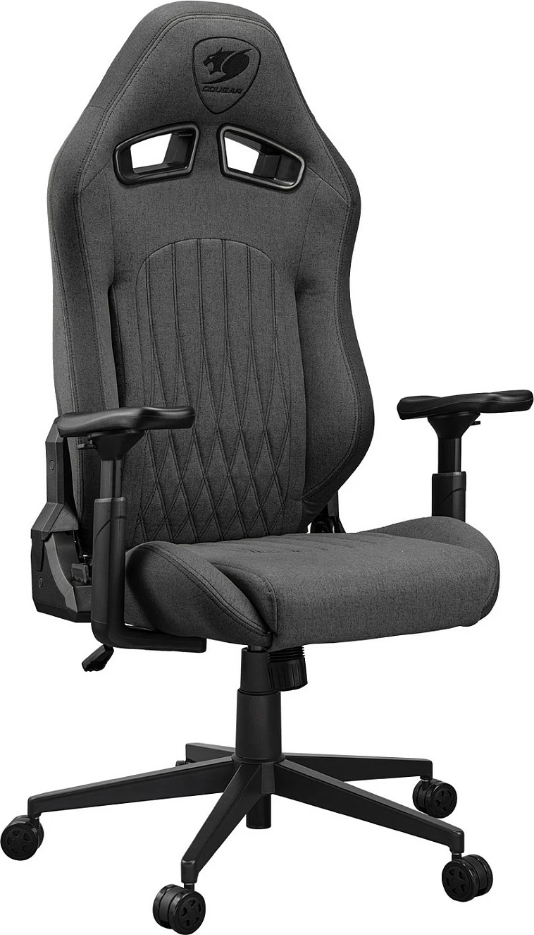 Karrige gaming Cougar Explore Royal Gray F, pëlhurë, 120 kg, rregullim 90-155°, gri/zezë