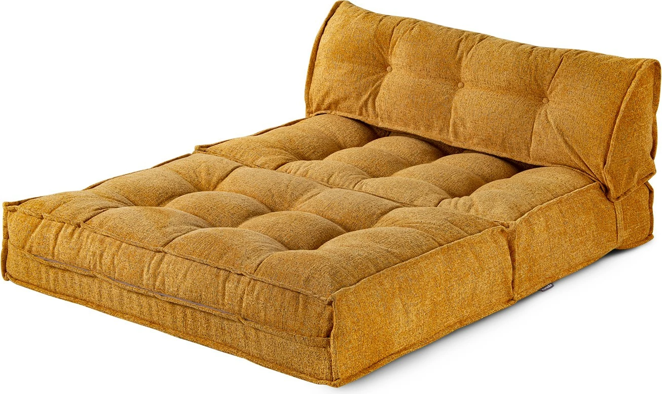 Divan 2-vendësh që shndërrohet në shtrat, stof boucle, ngjyrë mustardë, Atelier del Sofa