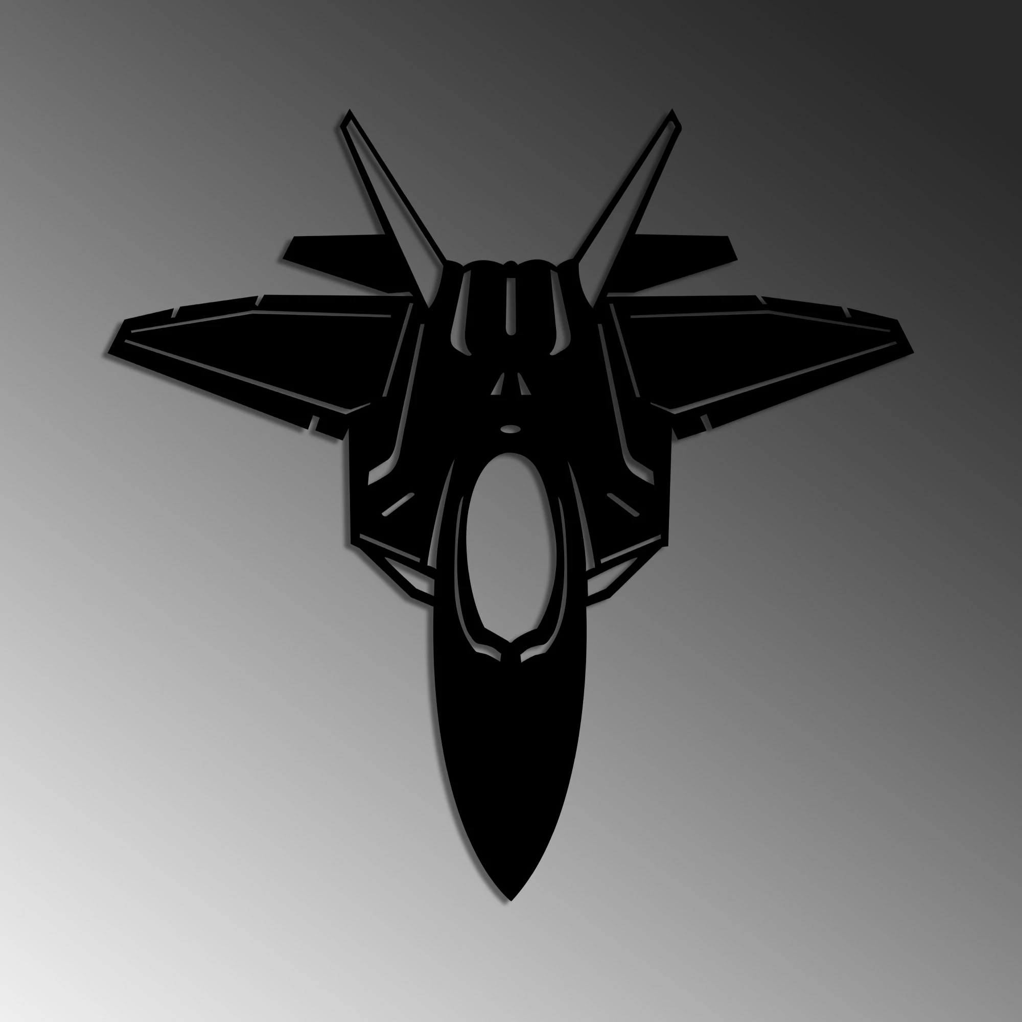 Aksesor dekorativ metalik për mur, Wallity, F-22 RAPTOR, ngjyrë e zezë, 57x56cm