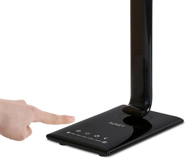 Lampë tavoline LED, AUKEY LT-T10, 12W, 3000-6500K, 7 nivele ndriçimi, 5 moda, port USB, e zezë