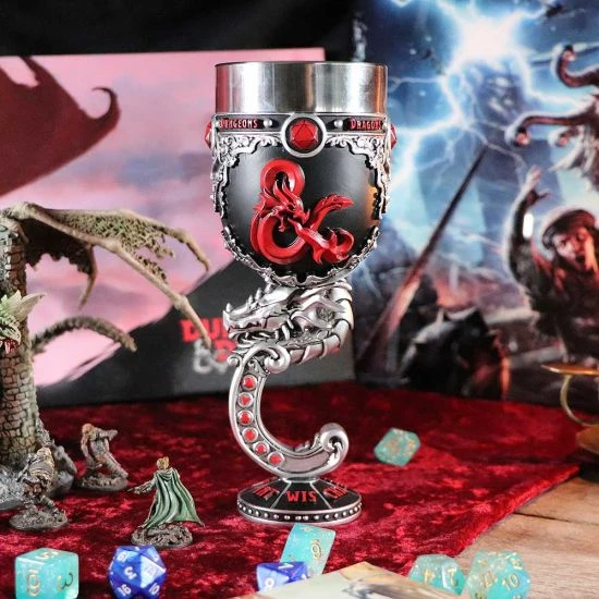 Kelih NEMESIS NOW Dungeons & Dragons Gaming Heroes, dizajn dragoi & zarash, i zi/argjendtë me të kuqe