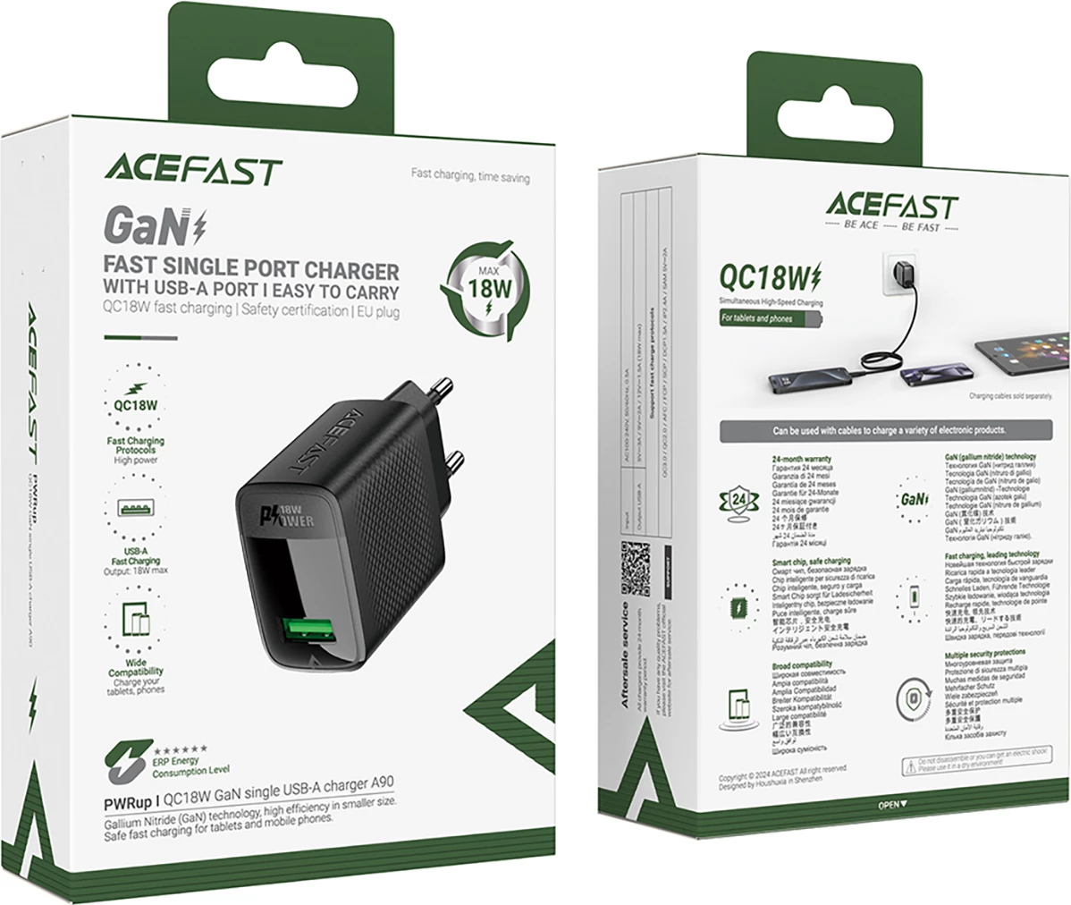 Karikues muri Acefast A90, GaN, 18W, USB-A, i zi