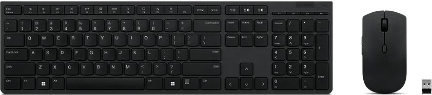 Tastierë + maus wireless Lenovo Professional Rechargeable Combo, e zezë