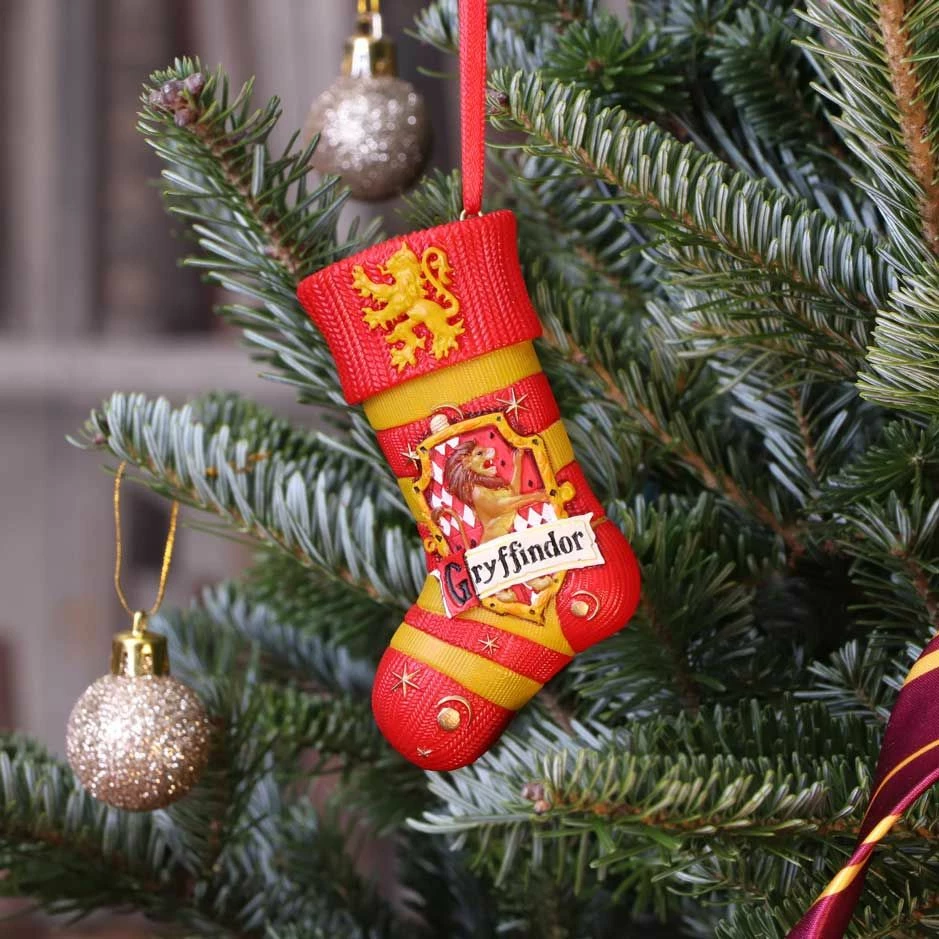 Ornament varëse çorape Krishtlindjes NEMESIS NOW Harry Potter Gryffindor, resin, i pikturuar me dorë, zyrtar i licencuar, kuqe/ari