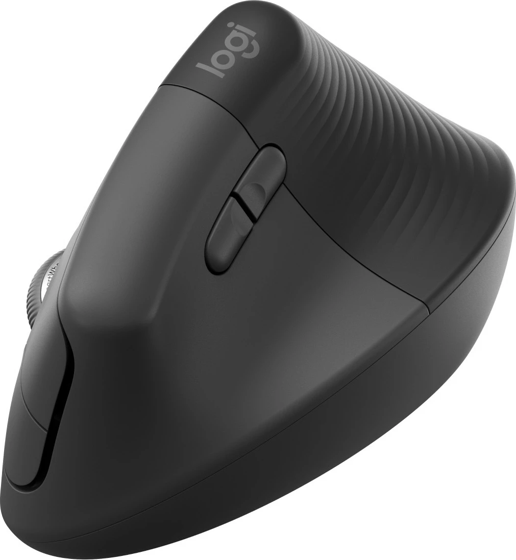 Maus ergonomik Logitech Lift për biznes, dizajn vertikal, optik, RF Wireless + Bluetooth, 4000 DPI, grafit