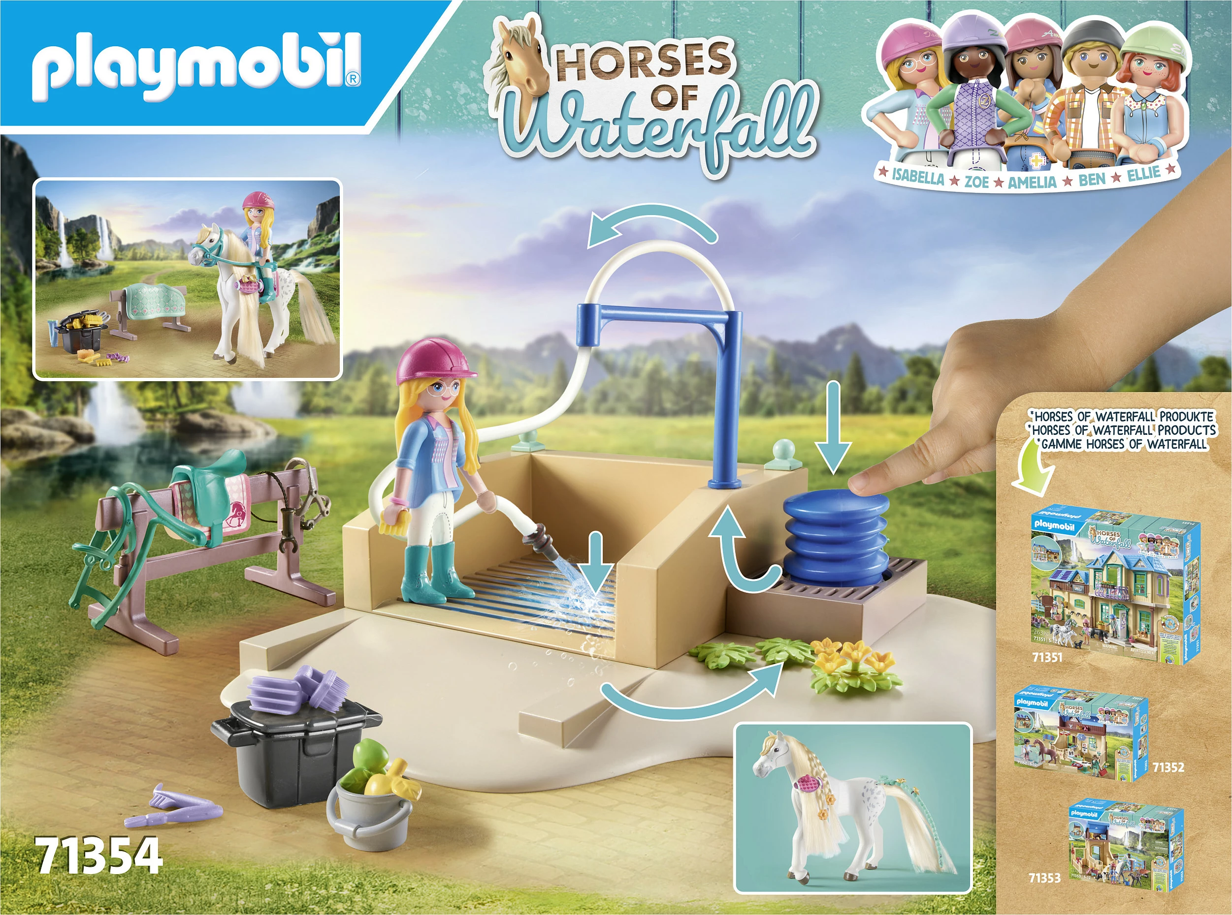 Set lodër Playmobil Horses of Waterfall 71354, stacion larjeje kuajsh, 86 copë, shumëngjyrësh