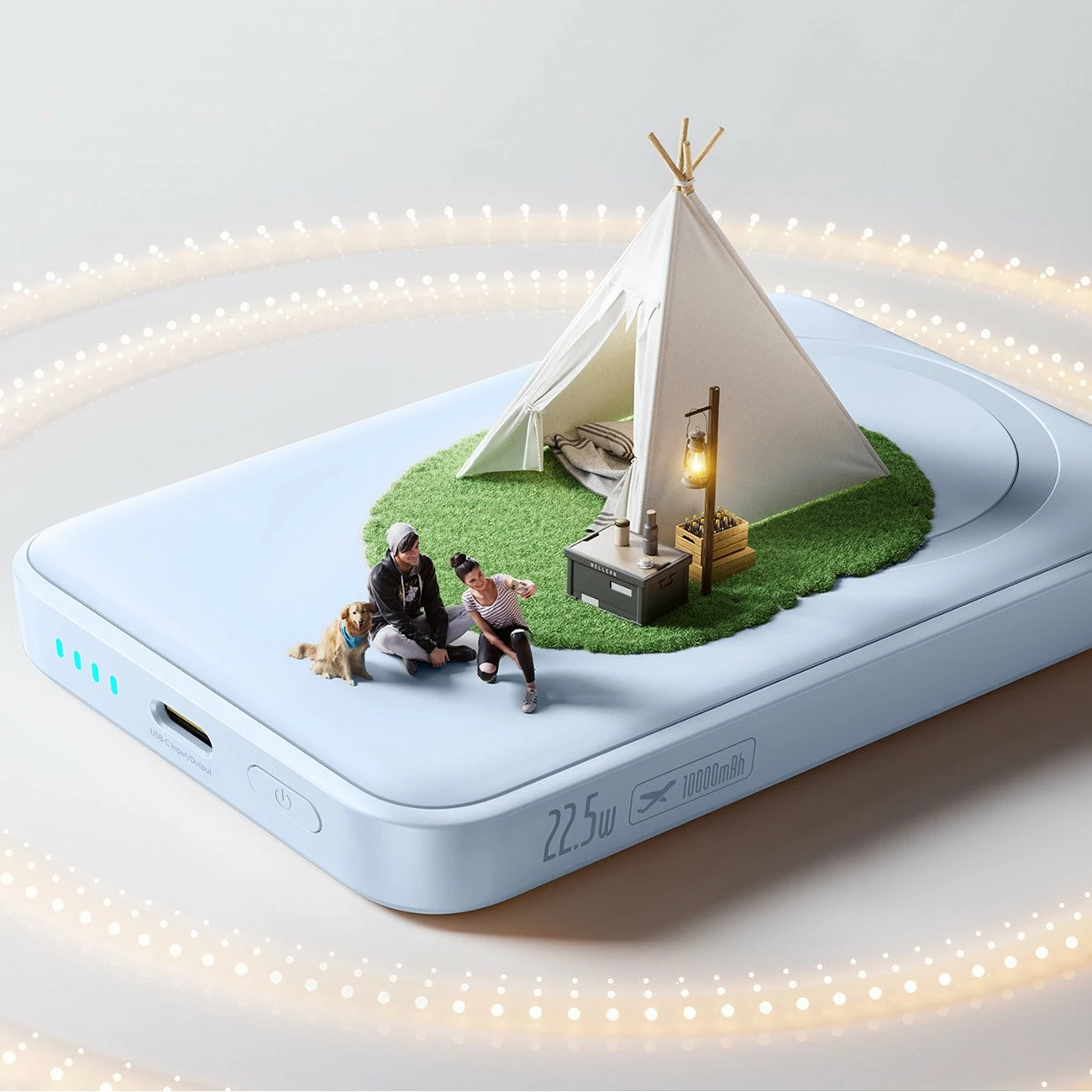 Powerbank Baseus MagSafe pa kabllo 10000mAh 22.5W me kabllo USB-C 0.3m, blu