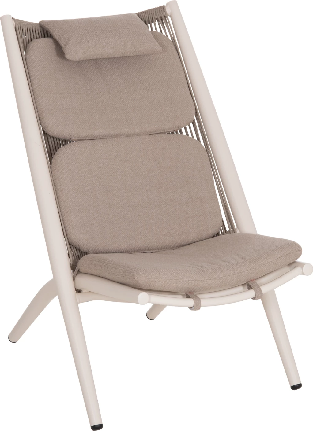 Karrige relaksi për oborr REMUS FH6642.02, alumin i bardhë, litar OLEFIN bezhë, 63x87x94cm