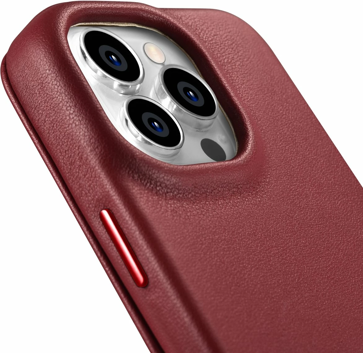 Mbështjellës iCarer CE Premium lëkurë folio për iPhone 14 Pro Max, MagSafe, Kuq