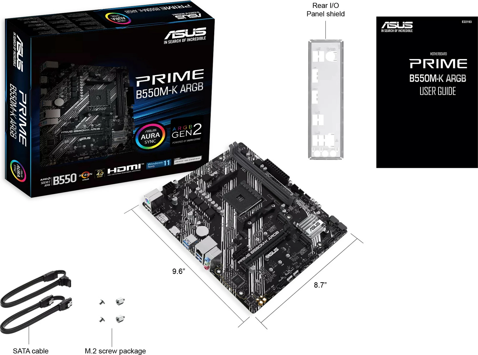 Pllakë amë ASUS PRIME B550M-K ARGB, Socket AM4, micro ATX, DDR4 deri 64GB