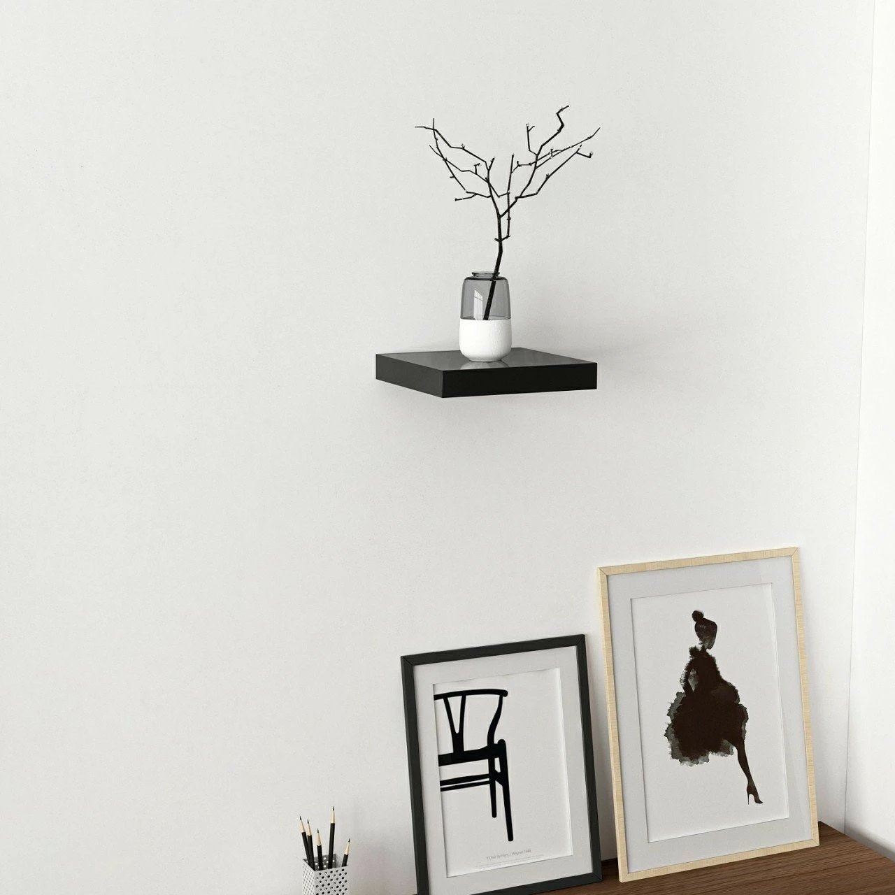 Raft muri Skye Decor, i zi, 23 cm
