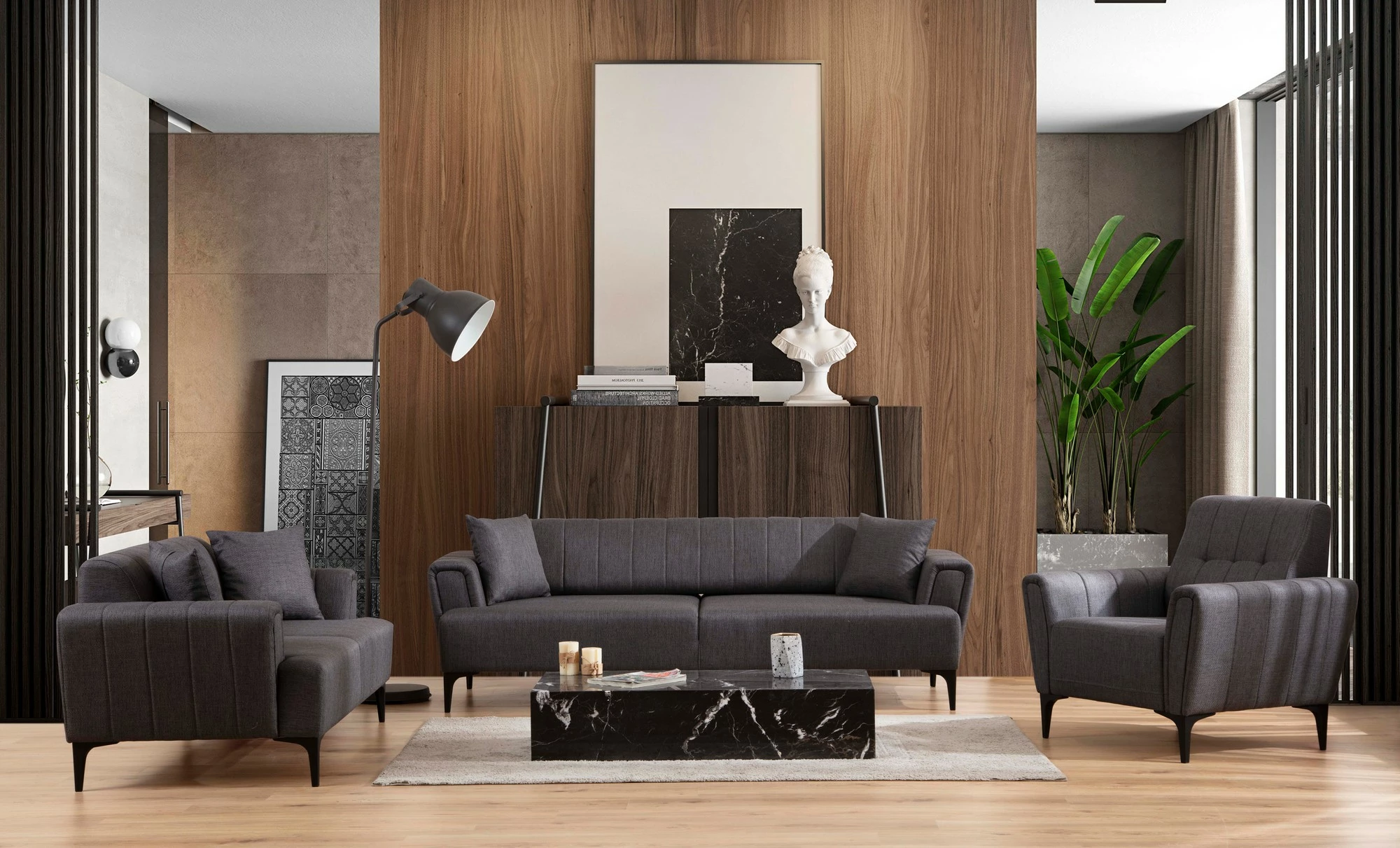 Krevat-sofá 3 vende, Atelier del Sofa, Hamlet, ngjyrë gri e errët