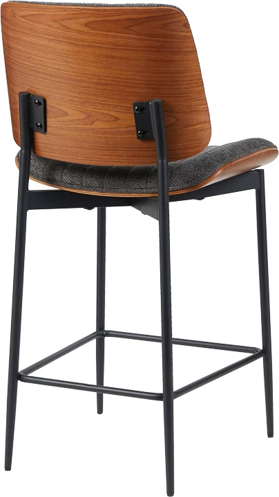 Karrige për bar Kathy, dru arre, material gri, 48.5x52.5x96cm