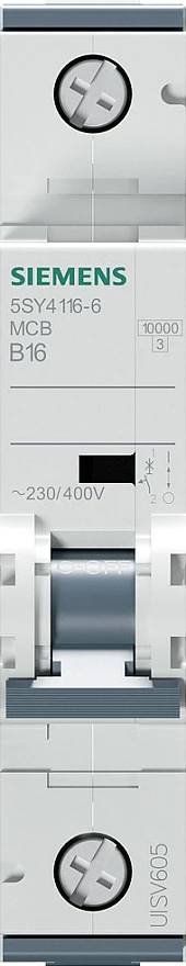 Automat Siemens 5SY4116-6, B16, 1P, 16A, 10kA, 230/400V, Gri