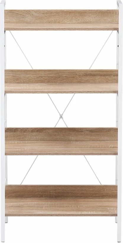 Raft librash me 4 rafte, ngjyrë sonoma e bardhë, 60x35x117 cm