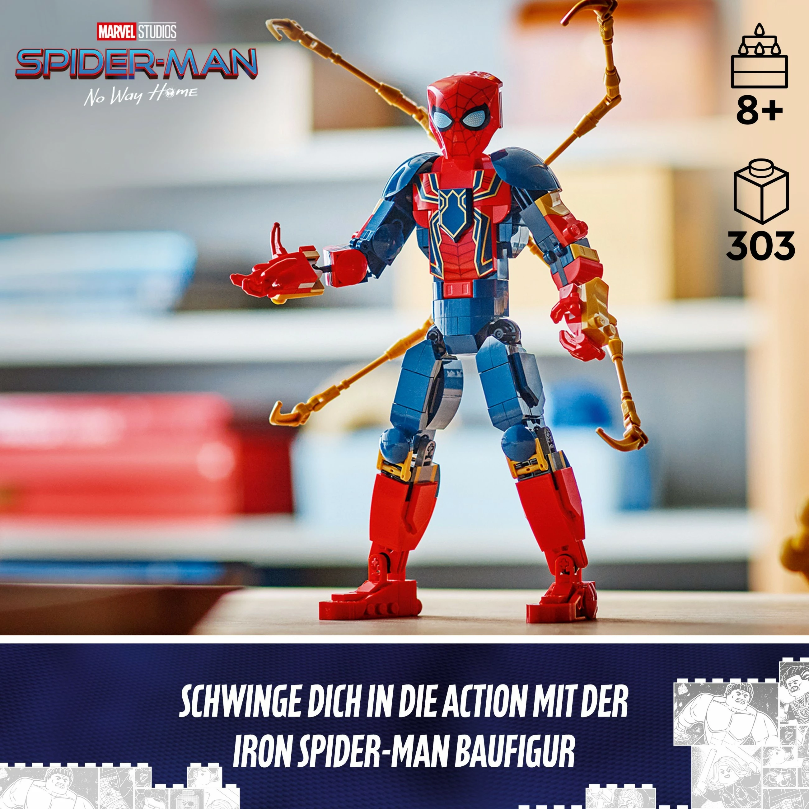Set ndërtimi LEGO Iron Spider-Man 76298, 303 pjesë, shumëngjyrësh
