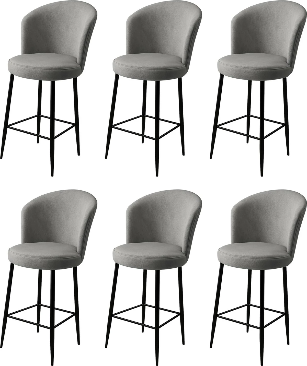 Set karrigesh për bar (6 copë), Hanah Home, Fora, gri, e zezë