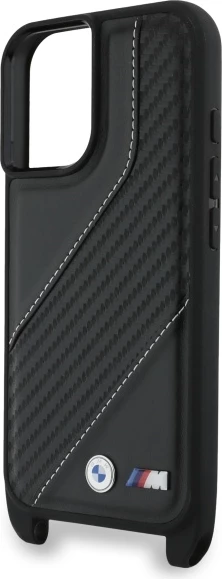 Mbështjellës BMW M Edition Carbon Stripe & Strap për iPhone 16 Plus, i zi