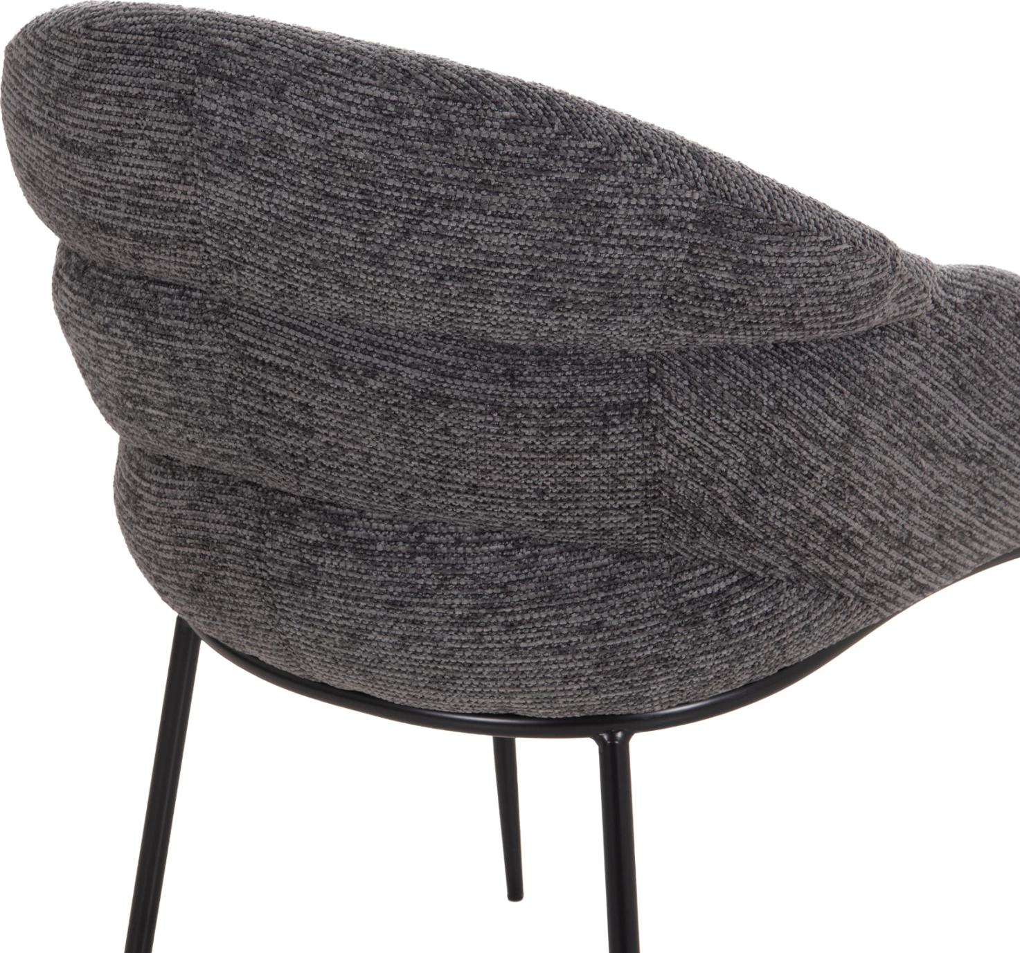 Karrige ngrënieje DRENNY, material gri, këmbë metalike të zeza, 62x63x85cm, set prej 2 copë