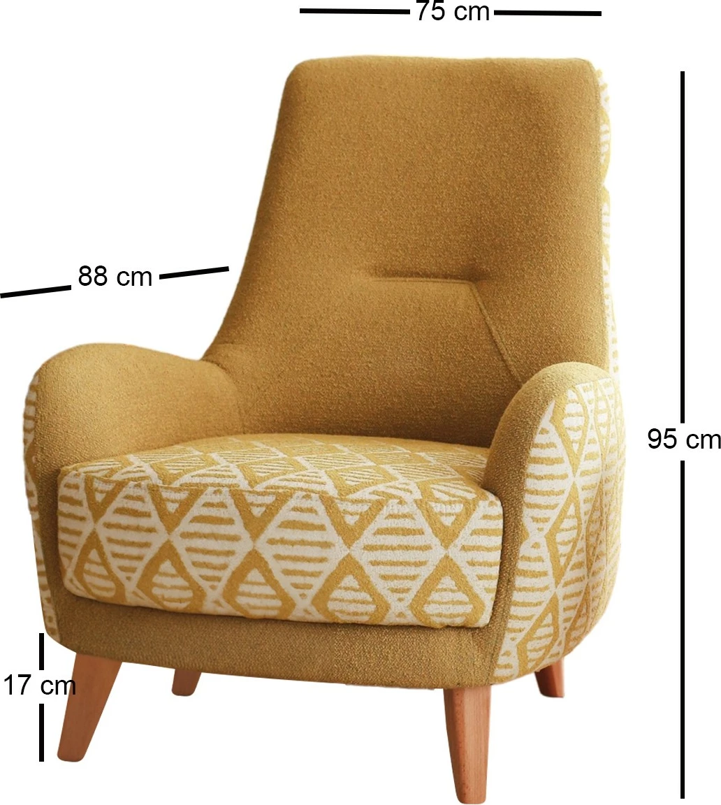 Karrige krahu Atelier del Sofa, Aztek, e verdhë