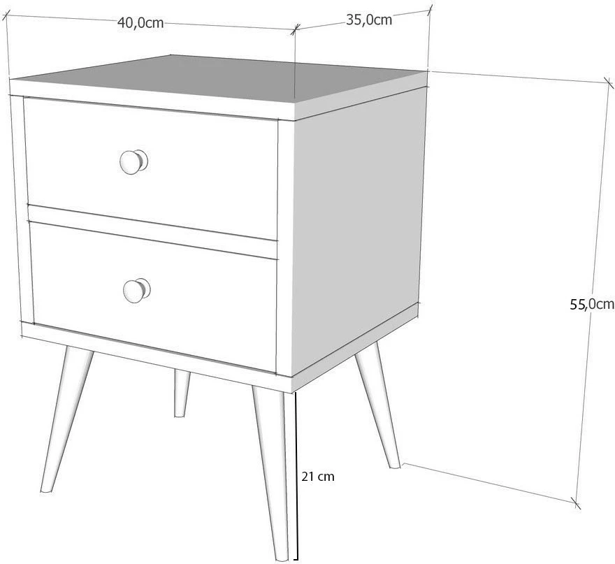 Komodinë Hanah Home, Malmo, ngjyrë e bardhë dhe arre