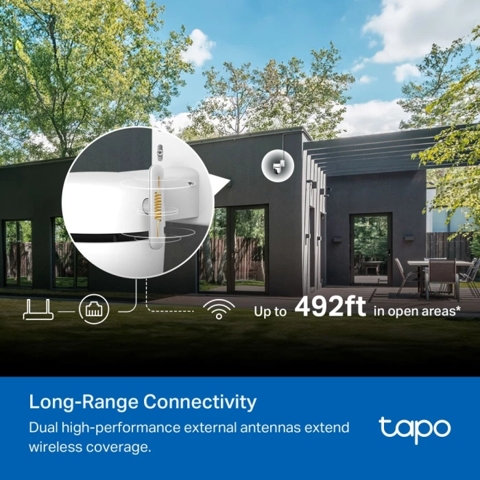 kamerë sigurie Wi‑Fi TP-Link Tapo C530WS 3K 5MP 360° pan/tilt, IP66, bardhë/zezë