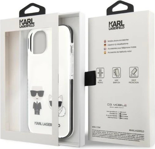 Mbështjellës Karl Lagerfeld KLHCP13STPEKCW për iPhone 13 mini 5.4", Hardcase, i bardhë
