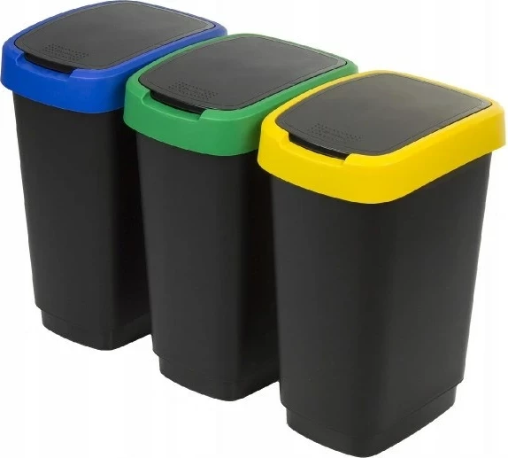 Kosh plehrash Rotho Twist, 3 x 25L, i zi me kapak ngjyrë