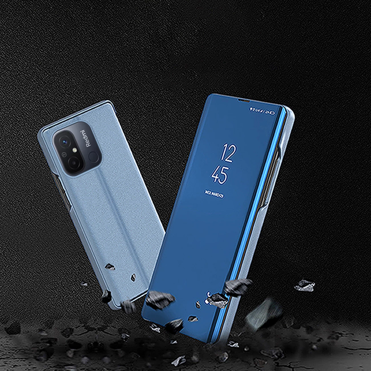 Mbështjellës Hurtel Clear View Case për Xiaomi Redmi 11A / Redmi 12C / Poco C55, me kapak, i zi