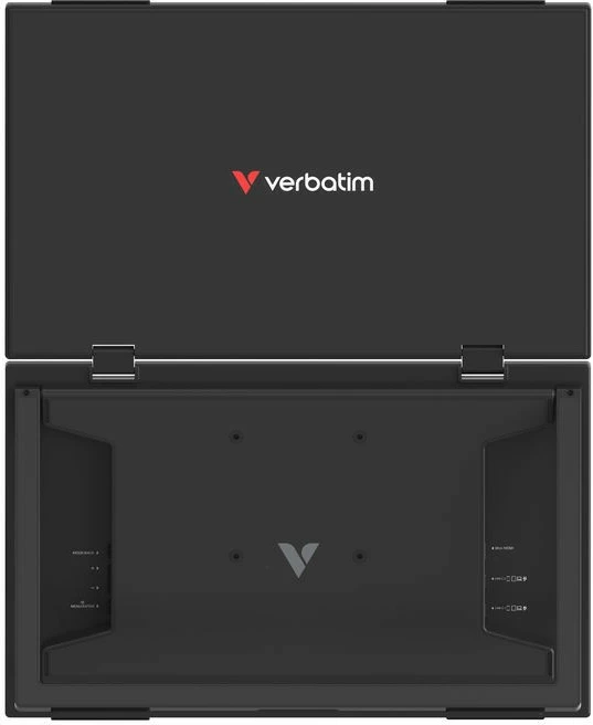 Monitor portabël me prekje dual, Verbatim, GMVE32403PLG, 2x 15.6" Full HD 60Hz IPS, altoparlantë të integruar, VESA 75, i zi