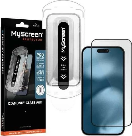 Xham mbrojtës MyScreen Diamond Glass Pro Fit Frame për iPhone 18 Pro Max, 9H, i zi