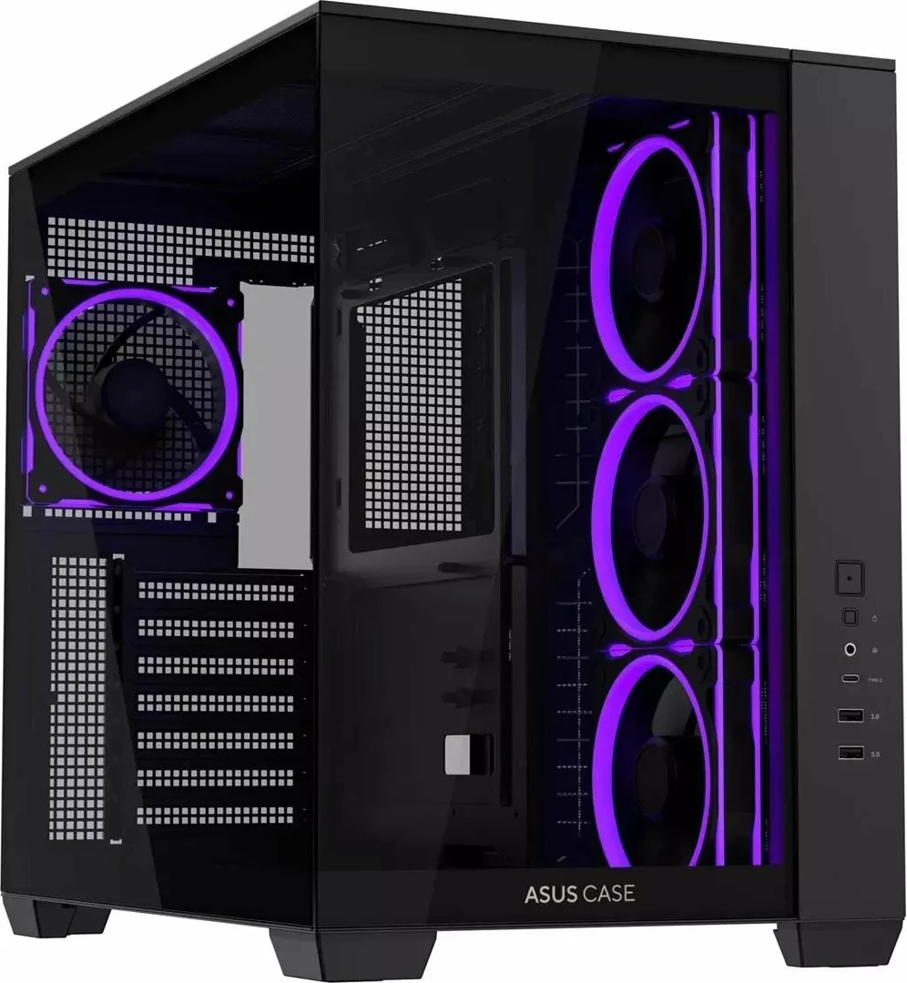 Kasë Asus A32 Plus TG ARGB 90DC00S0-B19000 Midi Tower ATX, USB-C, xham panoramik, 4x ARGB ventilatorë, e zezë
