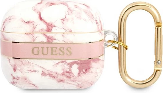 Mbështjellës Guess GUA3HCHMAP për AirPods 3, Marble Strap, Rozë