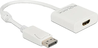 Adapter DisplayPort 1.2 në HDMI DeLOCK, 4K 30Hz, aktiv, 0.2 m, i bardhë