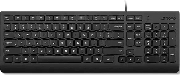 Tastierë me kabllo, Lenovo, Essential Wired Keyboard AI 4Y41R64633, USB, QWERTY US, 2.5-zone me numpad, kabllo 1.8 m, e zezë
