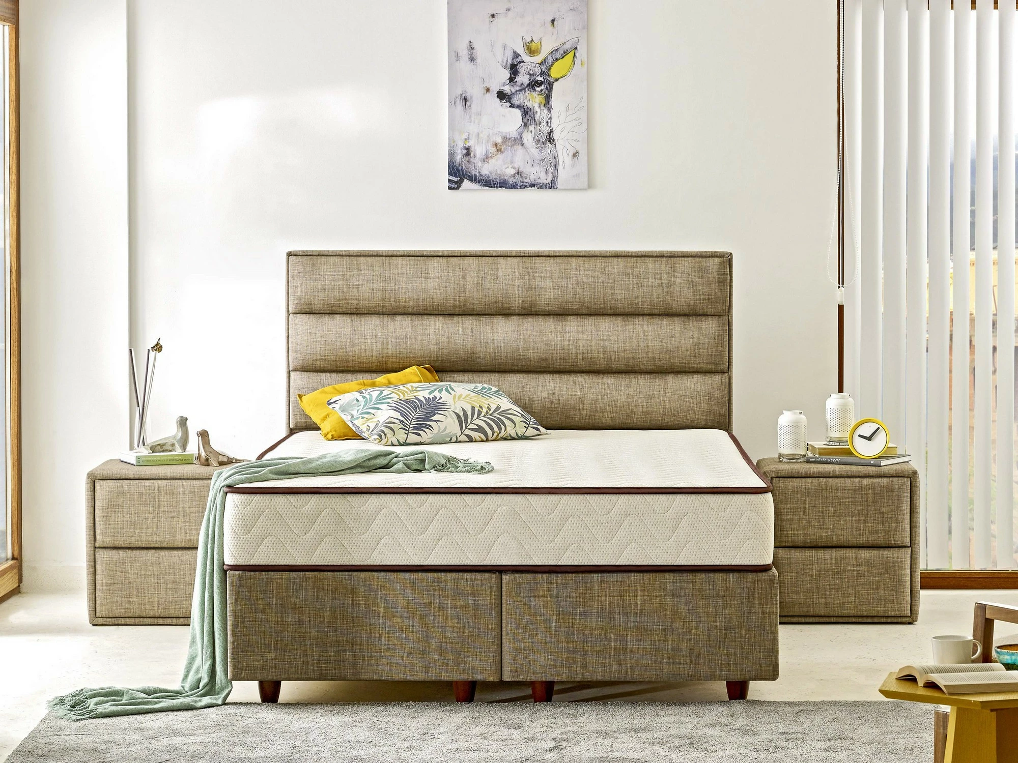 Dyshek luksoz Visco Exclusive, Skye Decor, 140x200 cm, memory foam, i butë, ngjyrë e bardhë/kafe