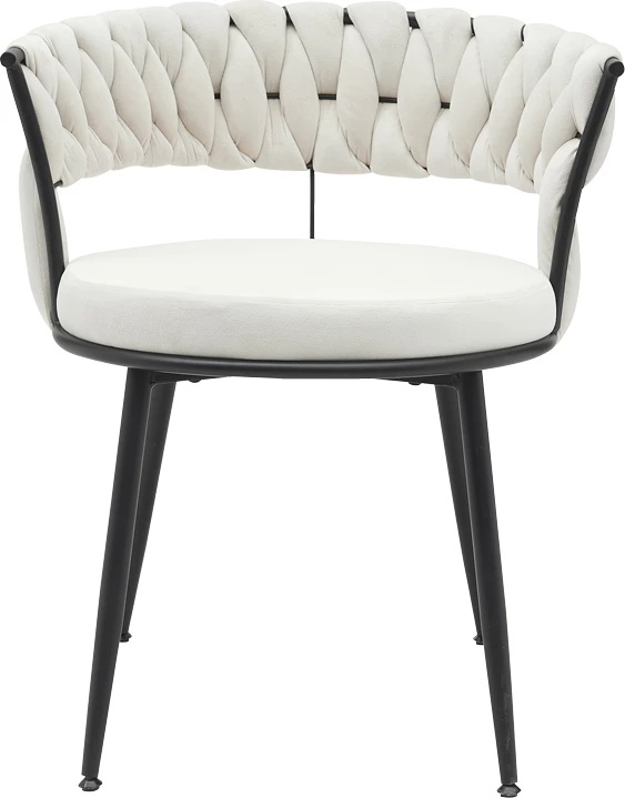 Karrige Alkia në kadife bezhë me këmbë metali të zezë 60x57x68cm