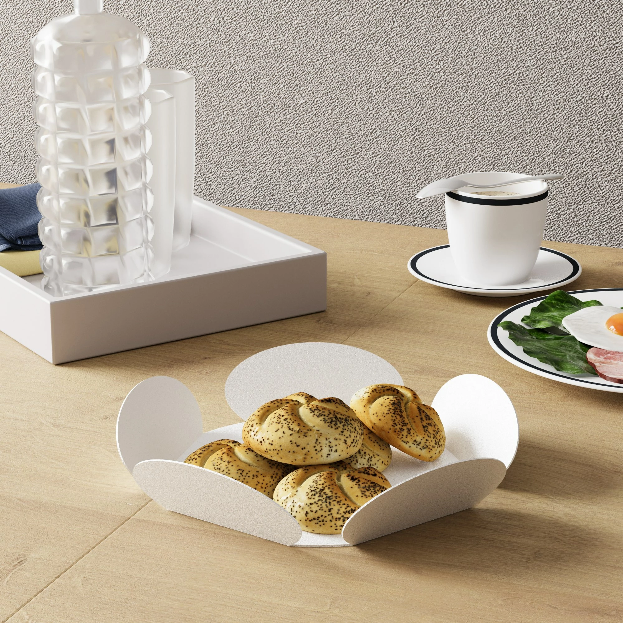 Set dekorativ prej metali, 3 copë, dizajn Aberto, Rodos-D, e bardhë